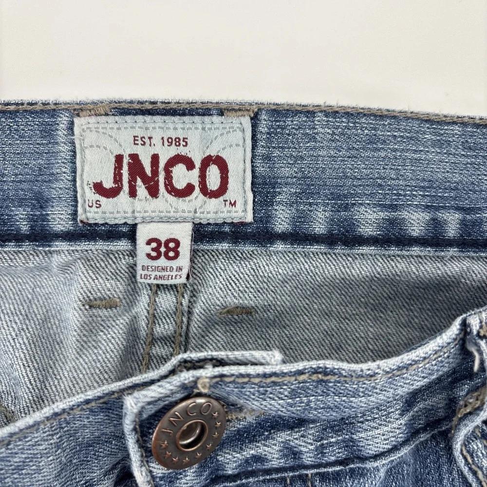 JNCO Jeans Mens 38x33 Denim Jeans Blue Slim Straight 101 Light‎ Wash 100% Cotton